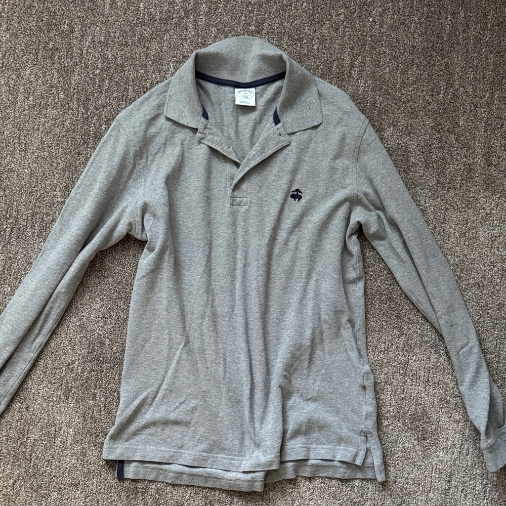 Brooks Brothers Gray Long Sleeve Polo Shirt